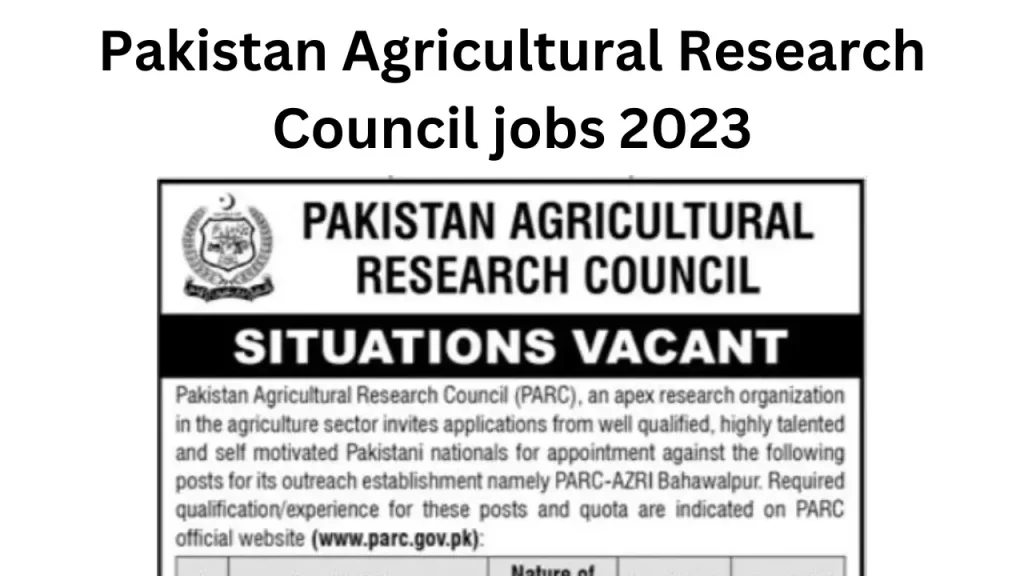 Pakistan Agricultural Research Council jobs 2023