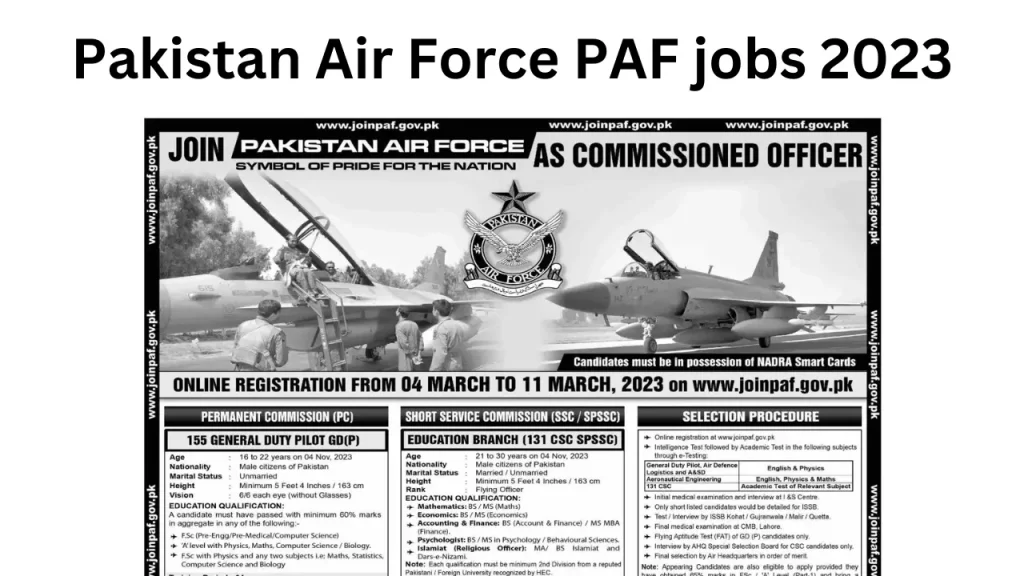 Pakistan Air Force PAF jobs 2023