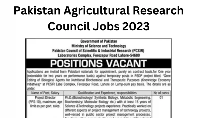 Pakistan Agricultural Research Council Jobs 2023