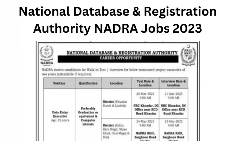 National Database & Registration Authority NADRA Jobs 2023