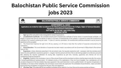 Balochistan Public Service Commission jobs 2023