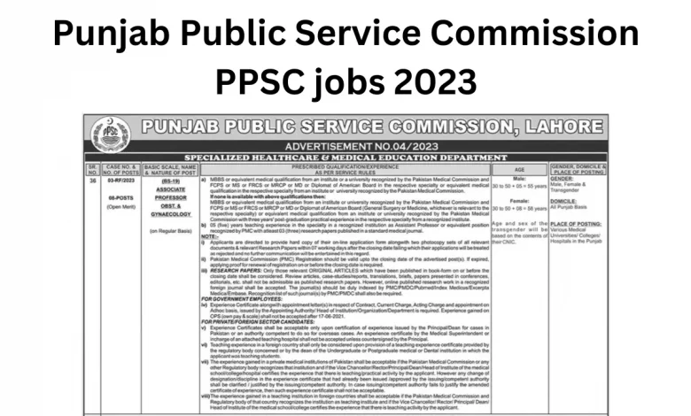 Punjab Public Service Commission PPSC jobs 2023