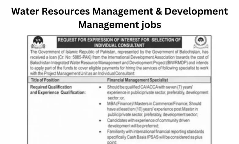 Water Resources Management & Development Management jobs in Quetta 2023