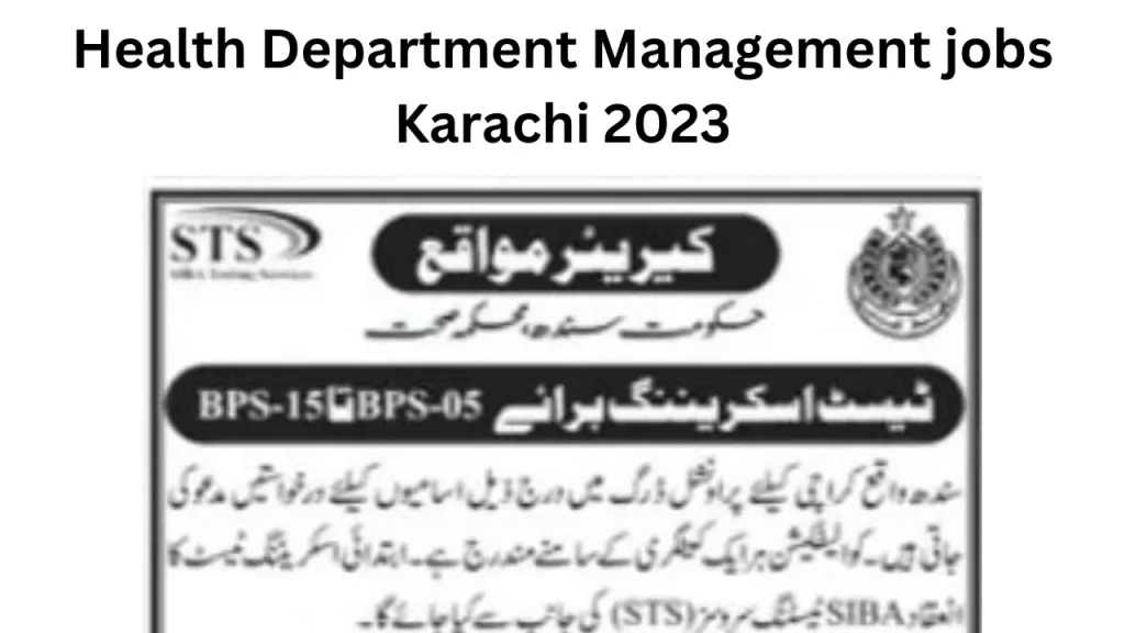 Health Department Management jobs Karachi 2023