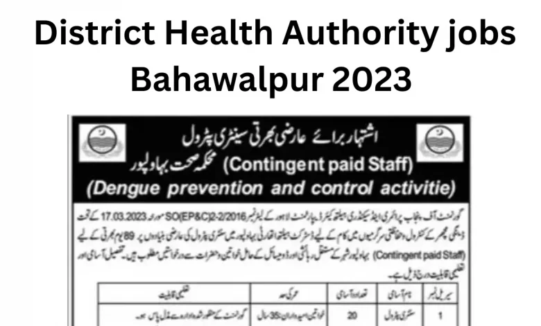 District Health Authority jobs Bahawalpur 2023