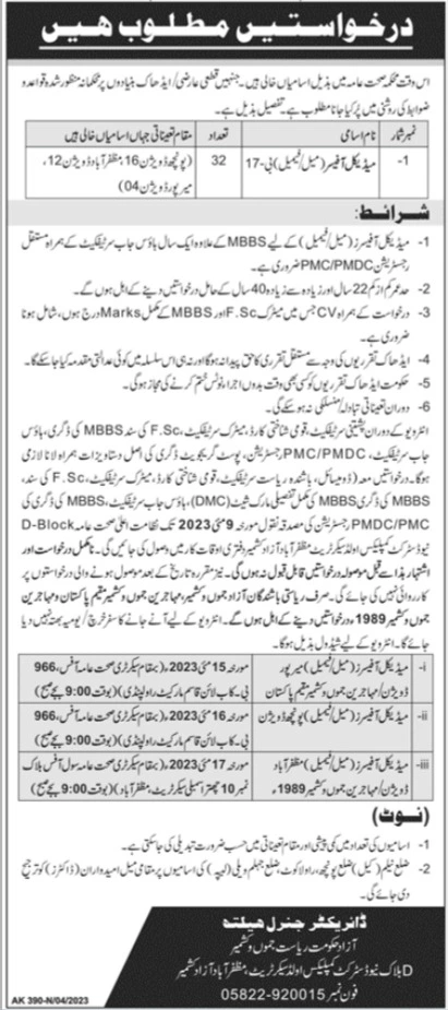 Medical Officer jobs at Public Health Department AJK