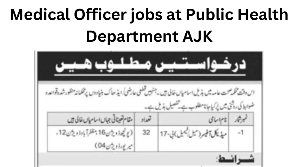 Medical Officer jobs at Public Health Department AJK