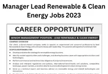 Manager Lead Renewable & Clean Energy Jobs 2023