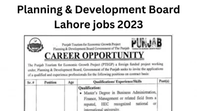 Planning & Development Board Lahore jobs 2023