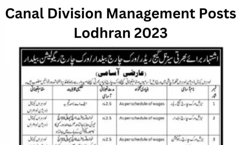 Canal Division Management Posts Lodhran 2023