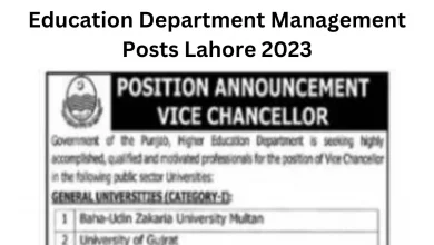 Education Department Management Posts Lahore 2023