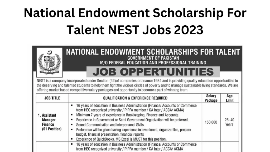 National Endowment Scholarship For Talent NEST Jobs 2023