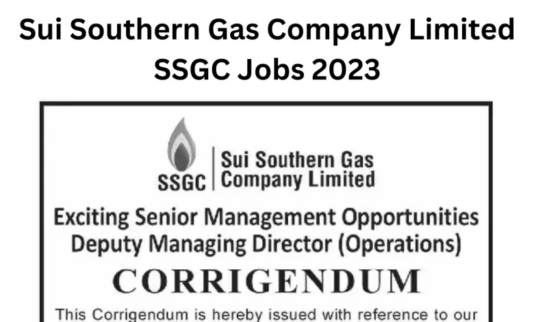 Sui Southern Gas Company Limited SSGC jobs 2023